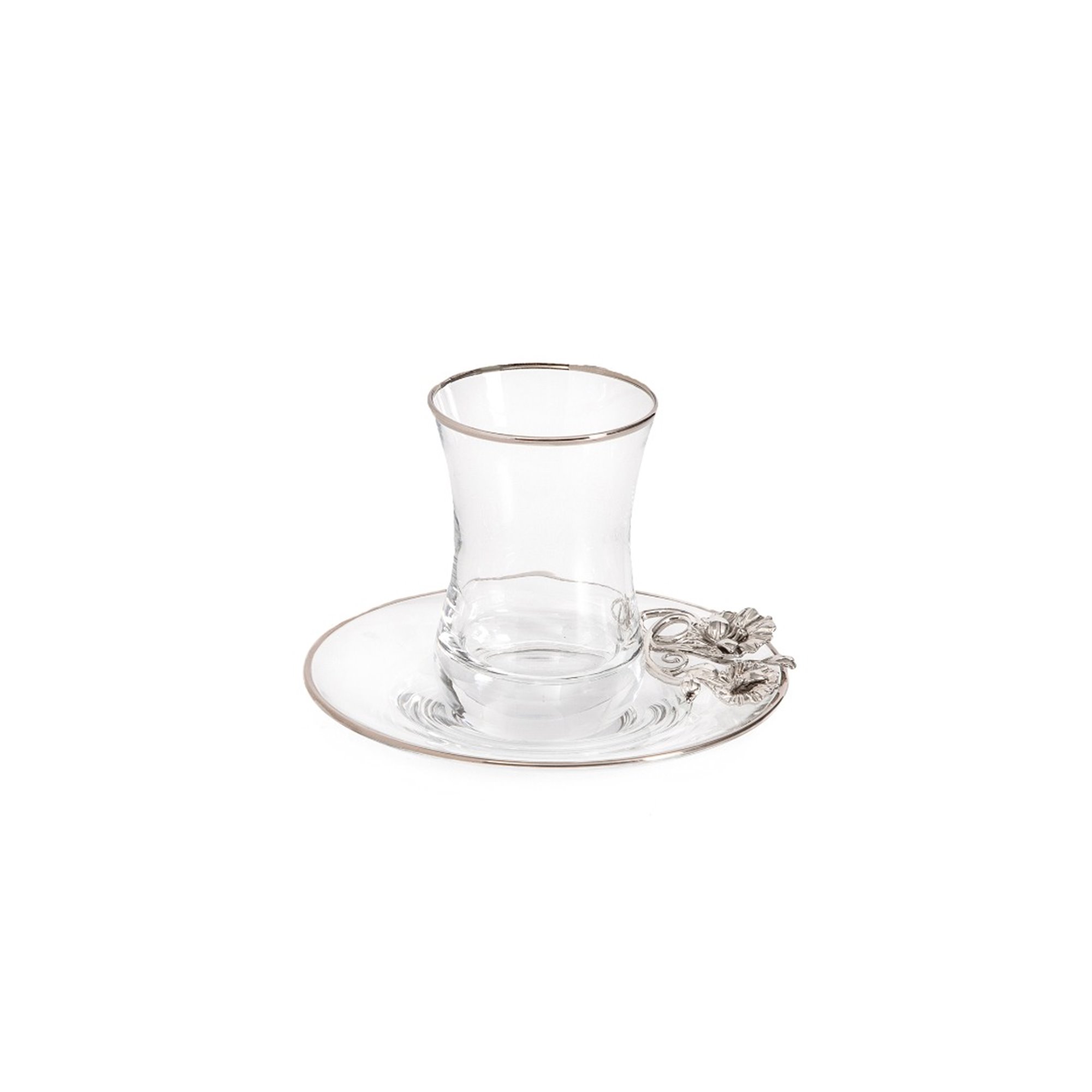 Geranium Tea Glass & Saucer